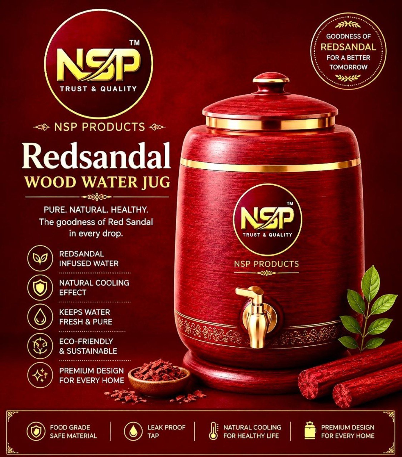 Redsandal Wood Water Jug