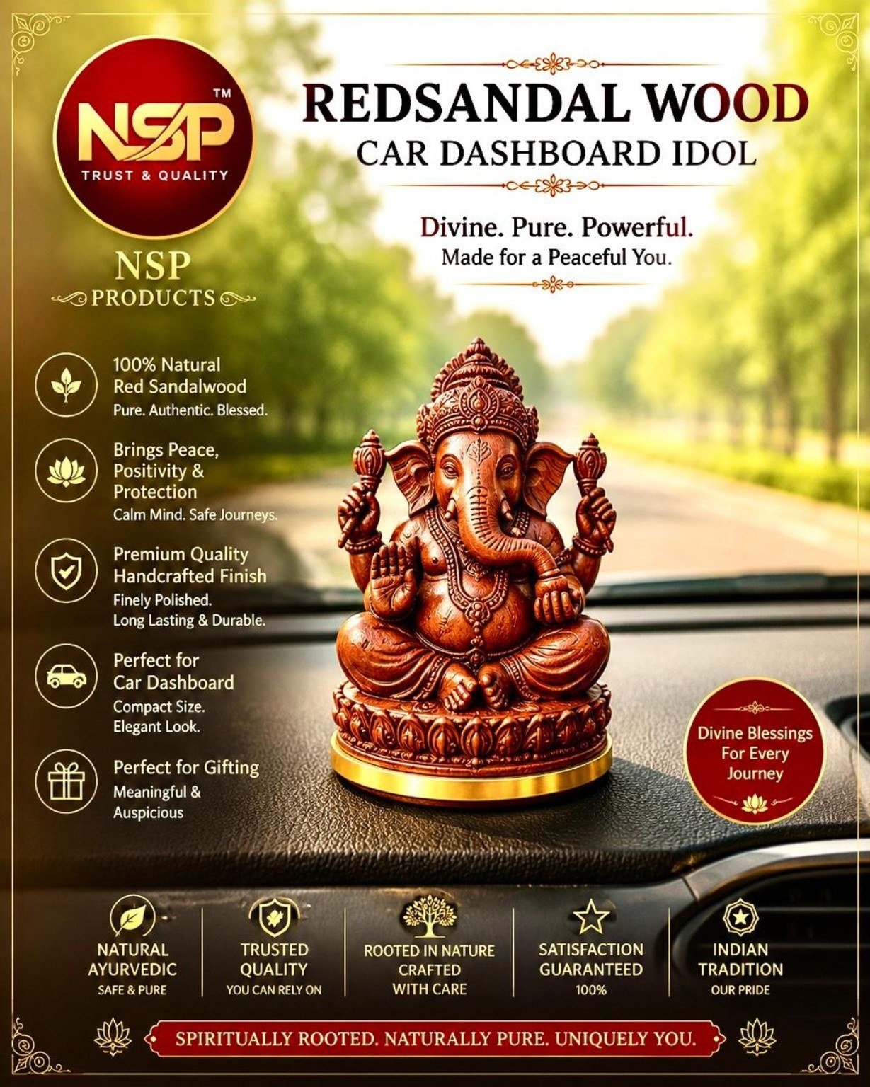 Redsandal Wood Car Dashboard Idol
