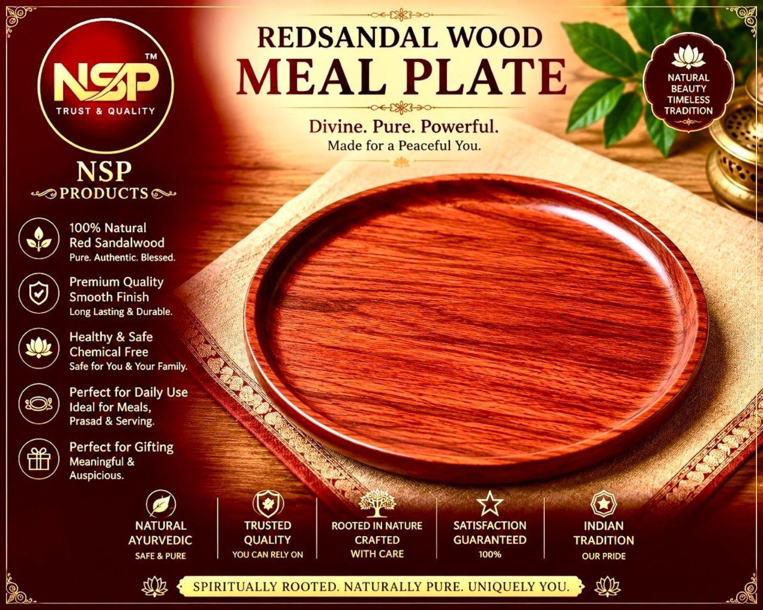 Redsandal Wood Meal Plate