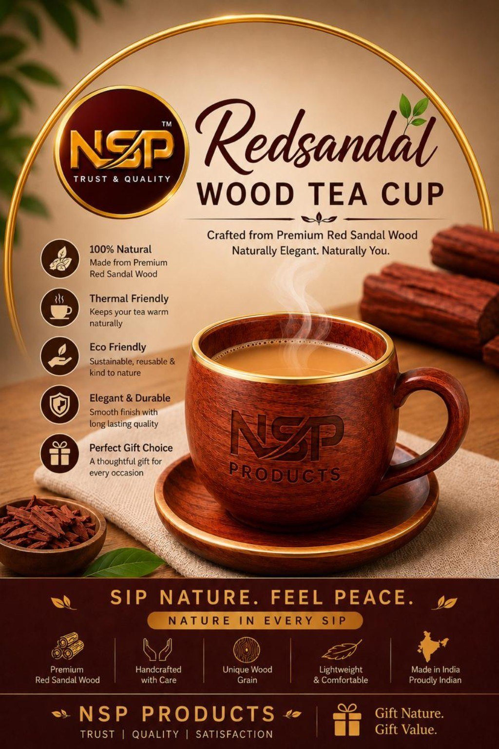 Redsandal Wood Tea Cup
