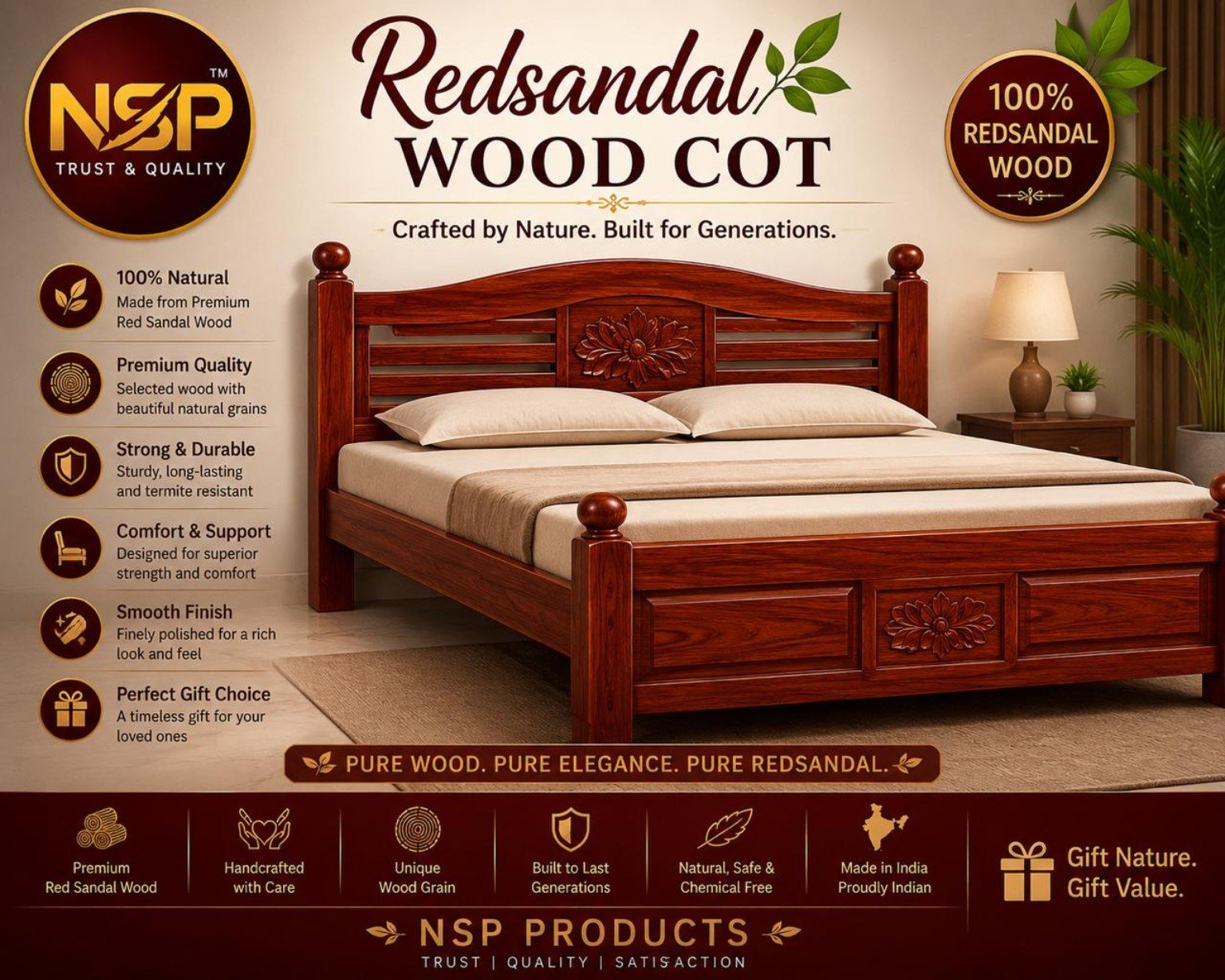 Redsandal Wood Cot